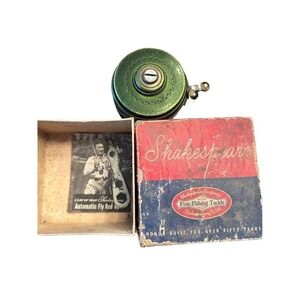 Shakespeare 1835 Silent Tru Art Automatic Fly Rod Reel Green VTG Fishing Tackle